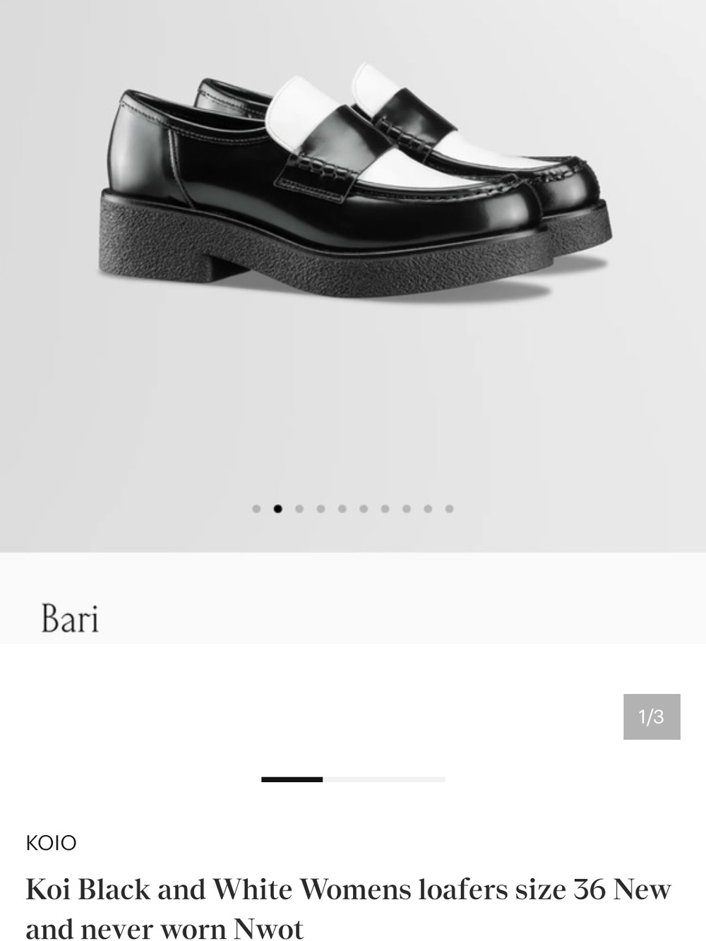 Koio Black and White Leather Penny Loafers